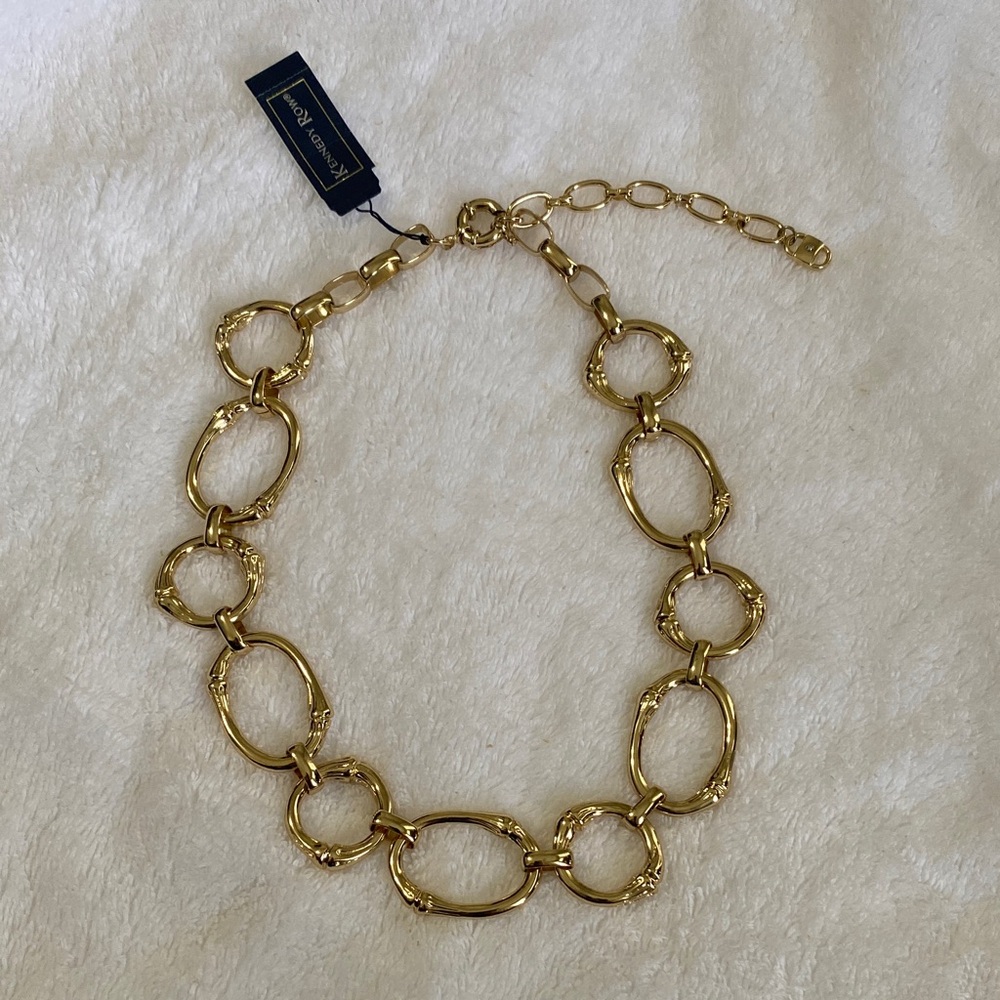 NWT Kennedy Row gold round chain collarbone length necklace